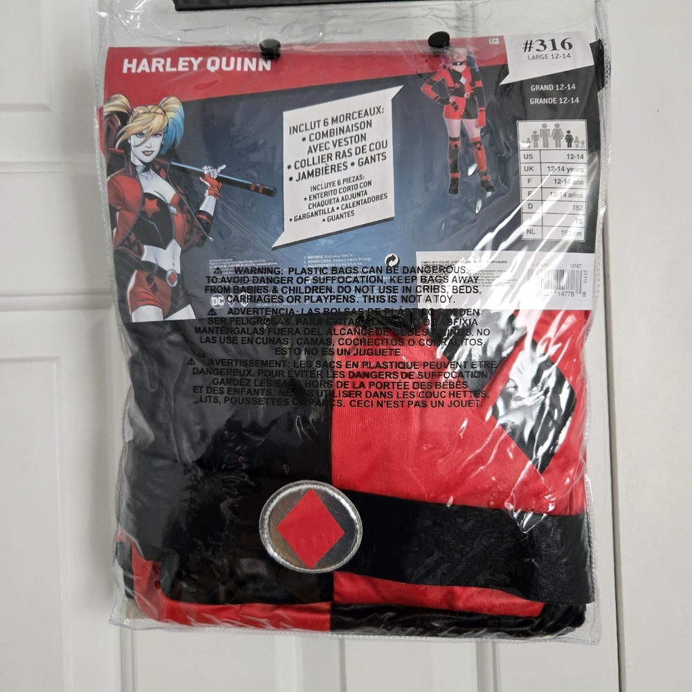 Harley Quinn Halloween Costume - Kids Large 12-14 - Picture 2 of 7
